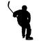 Silhouette of hockey player. Isolated on white. Vector illustrations