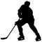 Silhouette of hockey player. Isolated on white. Vector illustrations