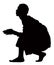 Silhouette of Homeless Barefoot Boy Street Beggar with Begging Cupped Hands