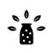 Silhouette Homeopathic balls in bottle with leaf decor. Outline icon of herbal medicines. Black illustration for natural cosmetics