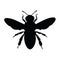 Silhouette of a honey bee. Contours of a wasp. Black bee logo.