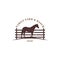 Silhouette Horse behind wooden fence paddock applied for the logo of vintage retro rustic countryside western country farm ranch.