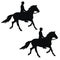 Silhouette of a horseman on a trotting horse