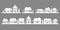 Silhouette of houses on the skyline. Suburban neighborhood landscape. Countryside cottage homes. Glyph vector