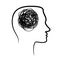 Silhouette of huan head with tangled line inside, like brain. concept of chaotic thought process, confusion, personality disorder