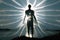 Silhouette of human astral human body concept image for near death experience, spirituality, and meditation - AI Generated