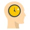 Silhouette of a human head with clock icon