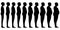 Silhouette of a human men set Blend from thin to slim to thick fat, vector fit slim man obesity, concept of weight loss