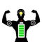 Silhouette of a human strong with with lamp and battery idea concept illustrator