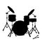 Silhouette icon black drum set musical instrument