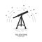 Silhouette icon of telescope. Telescope logo. Space exploration and adventure symbol. Concept of world explore. Clean and modern