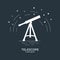 Silhouette icon of telescope. Telescope logo. Space exploration and adventure symbol. Concept of world explore. Vector.