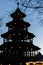 Silhouette of illuminated Chinese Tower in English Garden, Munich