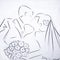 Silhouette illustrations kiss the bride and groom