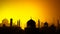 Silhouette of an Islamic Arab city. Middle east. Sunrise and night view. Sunset view