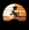 Silhouette of Japanese bonsai plant. Creating zen atmosphere