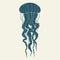 Silhouette of jellyfish. Template for labels. Vector