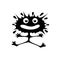 Silhouette joyful blot painted in black. Blob character smiles, Crank with arms and legs