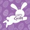 Silhouette jumping rabbit happy easter egg background