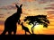 Silhouette of a kangaroo with a baby