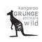 Silhouette Kangaroo In Grunge Design Style Animal Icon