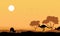 Silhouette kangaroo in the hill landscape