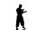 Silhouette of a karate man exercising against