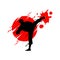 Silhouette kick martial art vector design on white background