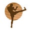 silhouette of a kickboxer athlete kicking action pose.