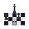 Silhouette with king and pawns chess