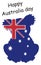 Silhouette of koala in Australian flag with inscription