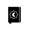 Silhouette Koran. Outline icon of Islamic sacred book. Black simple illustration of muslim religious accessory with Rub El Hizb