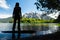 Silhouette of the lady hiker