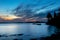 Silhouette Lakeshore Sunrise Background