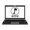 Silhouette laptop music player app modern