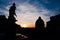 Silhouette of Leaning tower Pisa, Italy