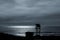 Silhouette of a lifeguard station at dusk in Galicia