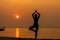 Silhouette lifestyle woman yoga exercise for healthy life.