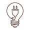silhouette light bulb flat icon with plug shape