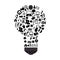 Silhouette light bulb with tech elements
