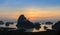 Silhouette of limestone karsts landscape at sunrise