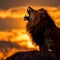 silhouette of a lion on a colorful sunrise