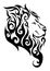 Silhouette lion side head tribal tattoo logo design from flame fire