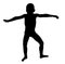 Silhouette of little a boy jumps