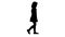 Silhouette Little girl with long hair walking and looking down.