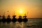 Silhouette local boat with sunset at pangnga, Thailand