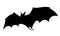 Silhouette lying bat vector illustration isolated on white background