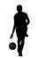 Silhouette of a male basketball player in ball dribble action