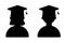 Silhouette of male and female graduates. Vector illustration