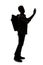 Silhouette of a Male Hiker or Tour Guide Pointing At Something